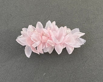 The Wood Anemone: Flower Girl Hair clip in blush pink, ivory, white and many other colours with a rustic look & slight fray to the leaves