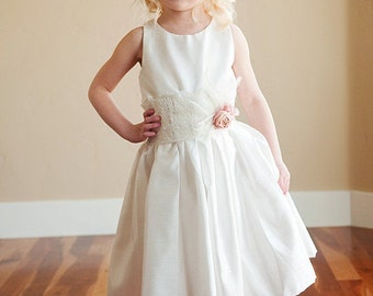 Nottingham Lace: Flower girl dress for wedding  in cotton, silk or satin. 1920s flower girl dress. Bridesmaid dress. WORLD WIDE SHIPPING