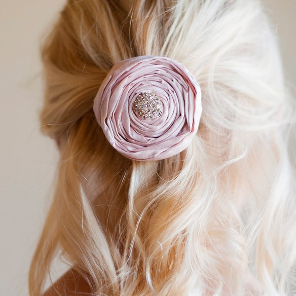 Handmade English Rose Hairclip for Flower Girls and First Communion in Blush Pink, White and Ivory