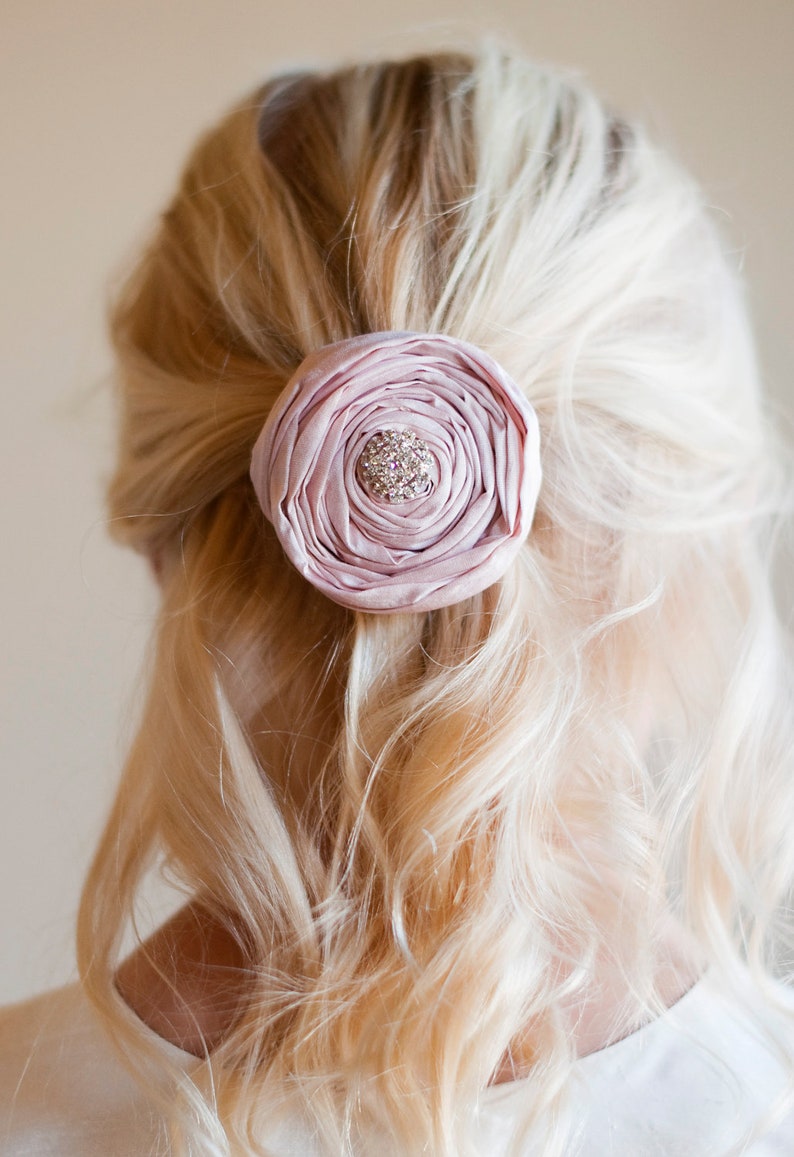 Handmade English Rose Hairclip for Flower Girls and First Communion in Blush Pink, White and Ivory image 1