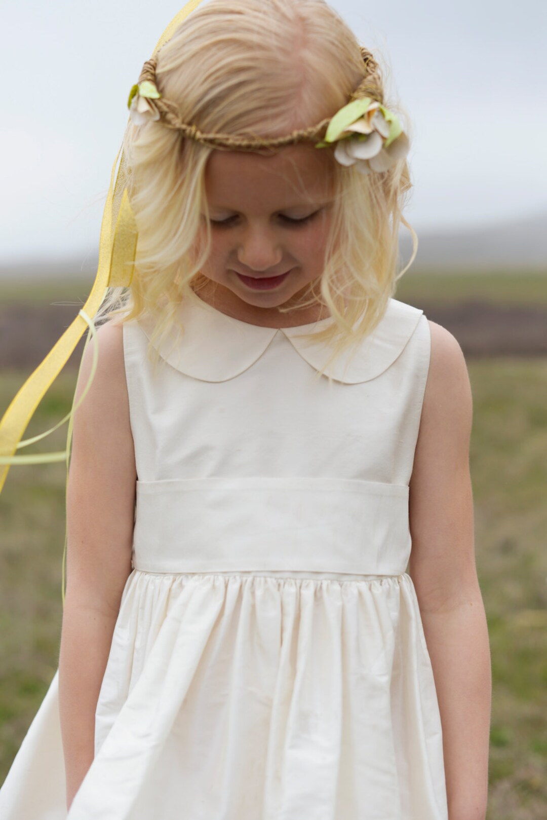 Pure Silk Flower Girl Dress Peter Pan Collar in Many Colours Etsy