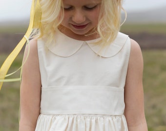 Pure silk Flower Girl Dress - Peter Pan Collar in many colours