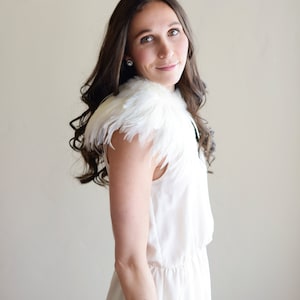 Ivory feather wedding shawl collar image 1