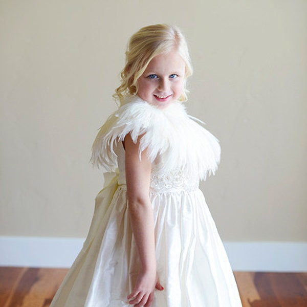 Ivory feather shawl collar for girls