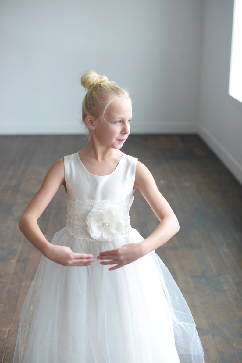 The Camellia Handmade to Measure Flower Girl Dress and First Communion Dress in White and Ivory image 3
