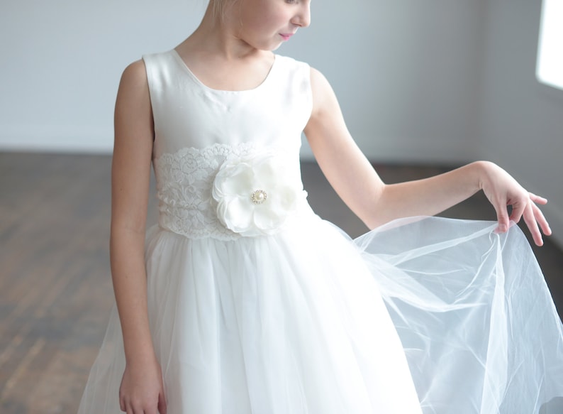 The Camellia Handmade to Measure Flower Girl Dress and First Communion Dress in White and Ivory image 1