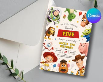 Toy Story Birthday Invitation, Editable Toy Story Party Invite, Kids Birthday Invitation, Canva Template, Digital Download