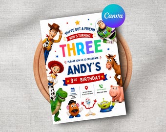 Toy Story Birthday Invitation, Any Age Invitation, Editable Canva Template, Kids Birthday Party Invite, Digital Download