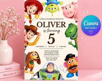Toy Story Birthday Invitation, Toy Story Party invitation, Digital kids Birthday invites Canva, Digital Download