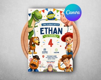 Toy Story Birthday Invitation, Editable Kids Birthday Party Invite, Toy Story Canva Template, Any Age Invitation, Instant Download