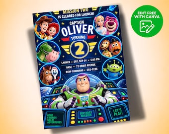 Toy Story Birthday Invite Editable Kids Birthday Invitation Canva Template Printable Party Invite Digital Download