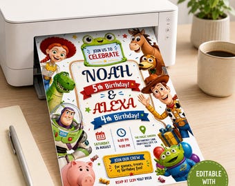 Toy Story Birthday Invitation, Editable Canva Template, Any Age Kids Party Invite, Toy Story Digital Invitation, Instant Download