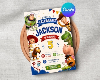 Toy Story Birthday Invitation, Editable Toy Story Party Invite, Kids Birthday Invitation, Any Age Canva Template, Digital Download
