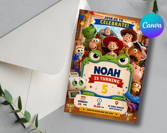 Toy Story Birthday Invitation, Toy Story Party Invite, Editable Birthday Invitation Template, Kids Canva Invite, Digital Download