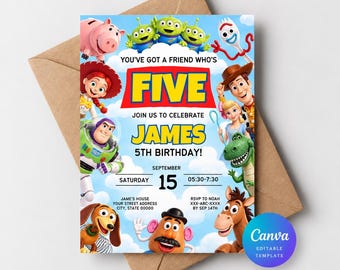 Editable Any Age Toy Story Birthday Invitation, Toy Story Party Invite, Kids Birthday Invites, Editable Canva Template, Digital Download