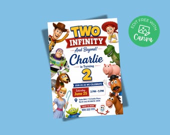 Toy Story Birthday Invitation, Editable Toy Story Invite, Kids Birthday Party Invite, Any Age Canva Template, Digital Download