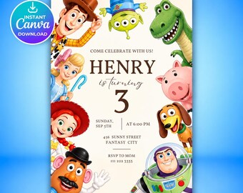 Toy Story Birthday Invitation, Editable Toy Story Birthday Invite, Digital Toy Story Invitation, Digital Download