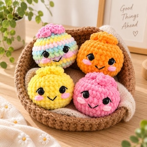 Virkmönster för dumplings och ångkokare, mönster för plyschdumplings utan sömnad, amigurumi-mathandledning, kawaii-plyschhandledning, digital nedladdning