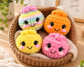 Dumpling and Steamer Crochet Pattern, No Sew Dumpling Plushie Pattern, Amigurumi Food Tutorial, Kawaii Plush Tutorial, Digital Download