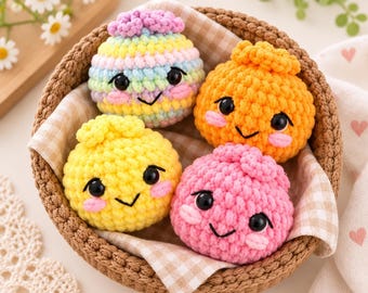 Dumpling and Steamer Crochet Pattern, No Sew Amigurumi, Kawaii Plush Tutorial, Beginner Crochet, PDF Pattern
