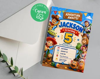 Toy Story 5 Birthday Invitation, Editable Toy Story Birthday Invite, Digital Toy Story Invitation, Toy Story Theme Invite, Digital Download