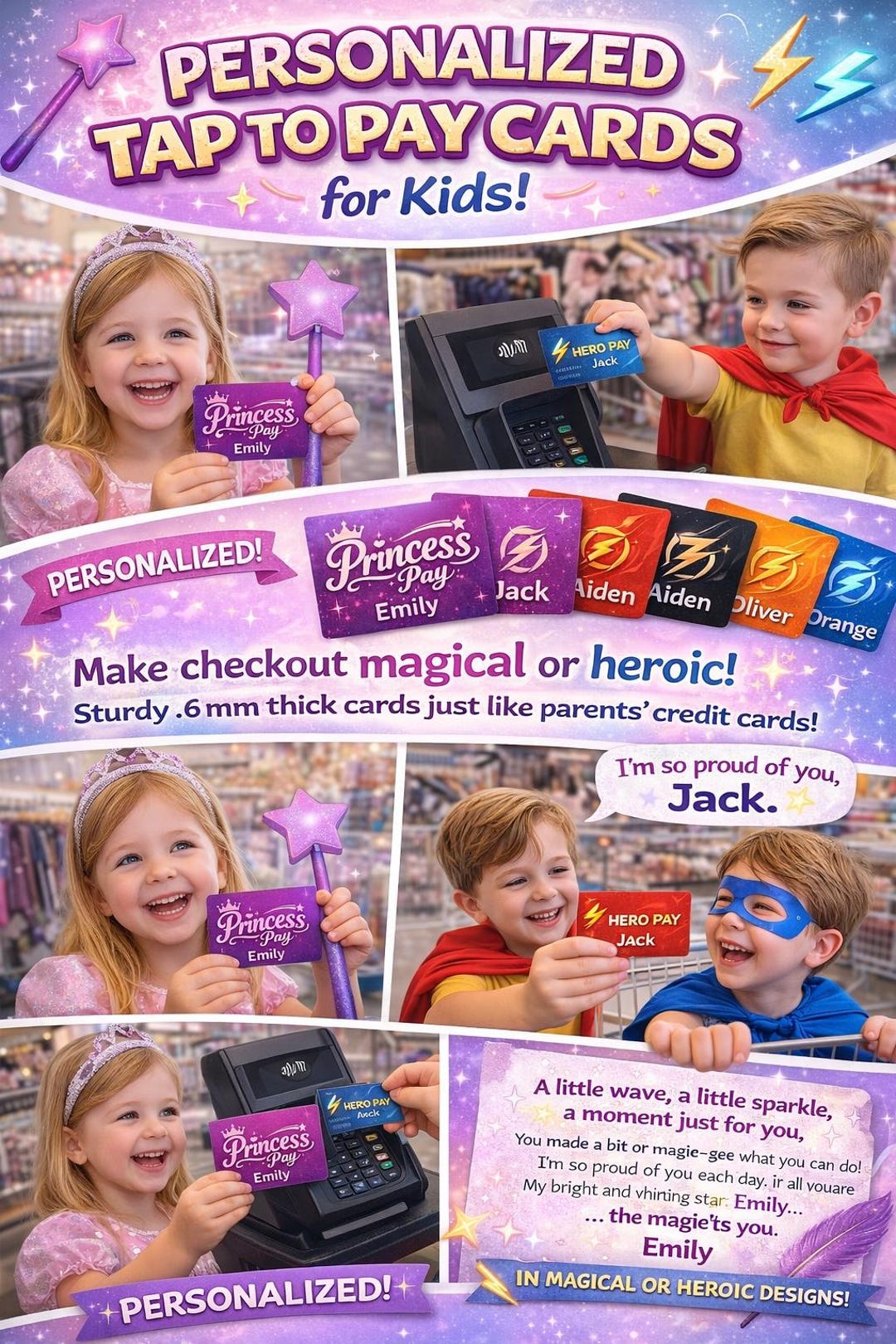 Personalized Metal Credit Card for Pretend Play | Princess Hero | Tap ...