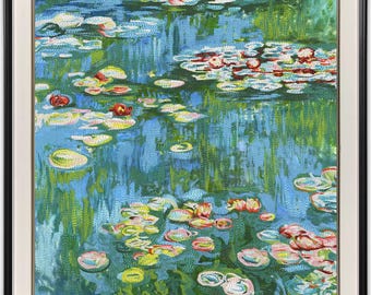 Personalized Silk Embroidery Wall Hanging 'Water Lilies' | Custom Silk Painting Art | Elegant Home Decor | Perfect Gift for Any Occasion