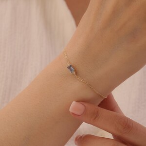 14k guld rektangulärt safirarmband