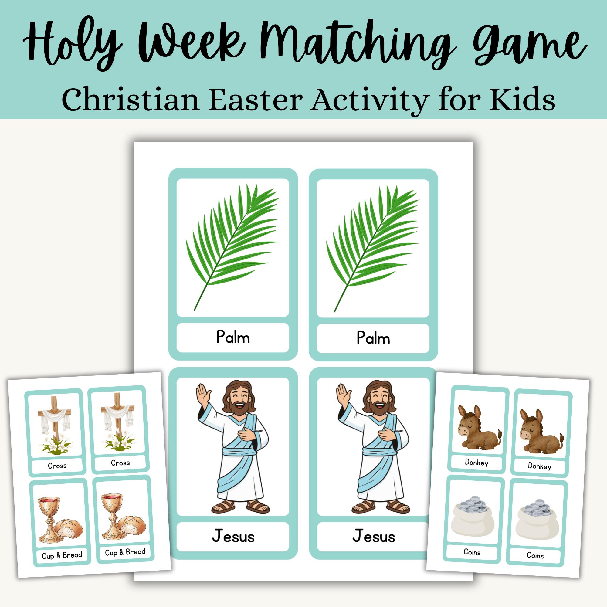 Holy Week Matching Game for Kids | Christian Easter Activity | Bible ...