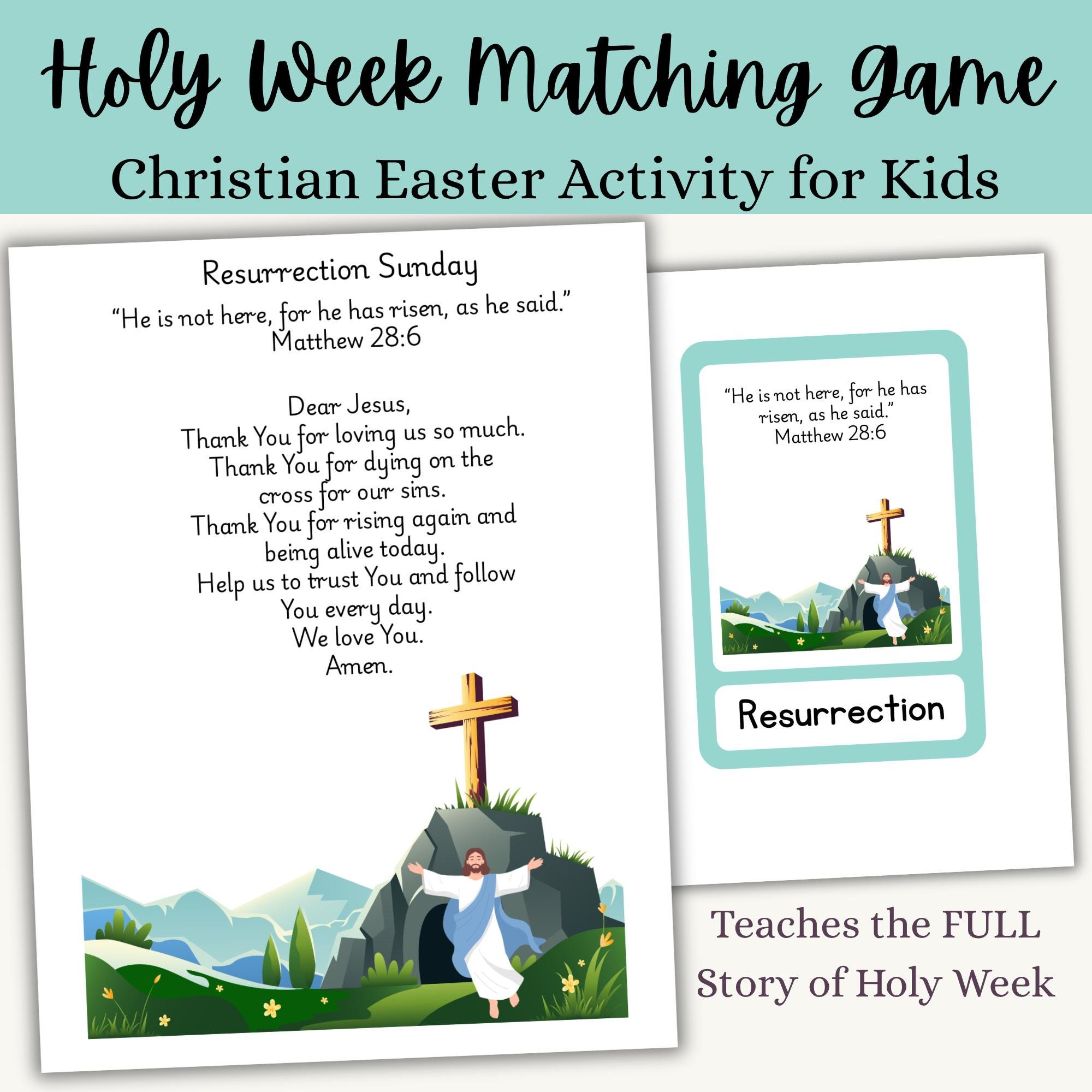 Holy Week Matching Game for Kids | Christian Easter Activity | Bible ...