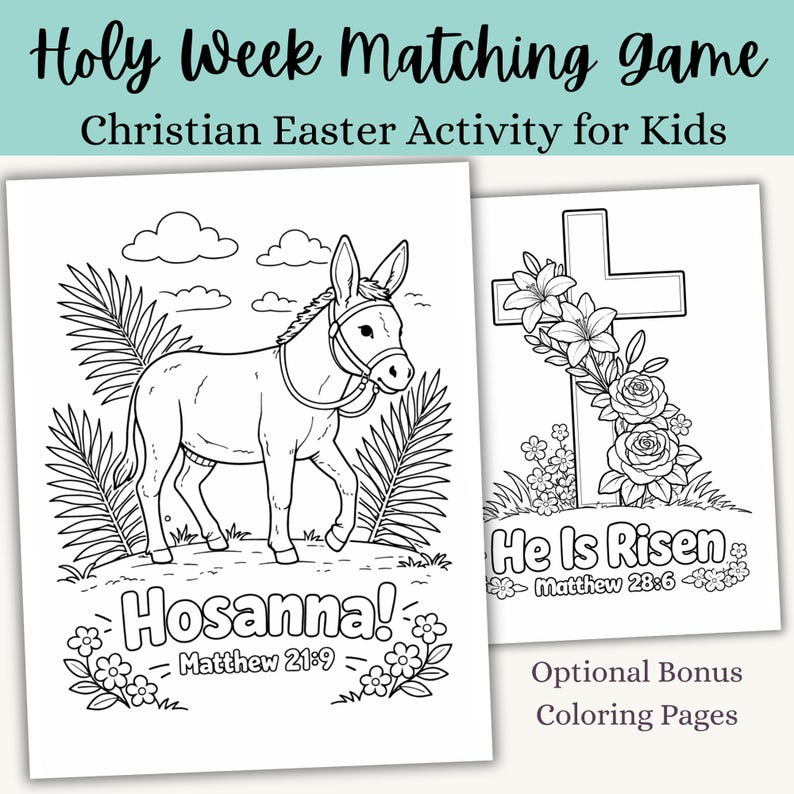 Holy Week Matching Game for Kids | Christian Easter Activity | Bible ...