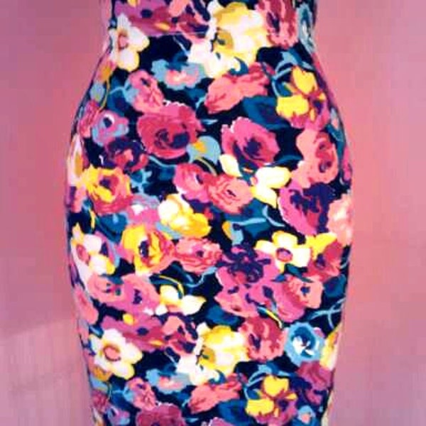 High Waist Floral Pencil Skirt