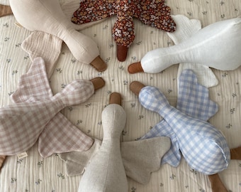 Bio Musselin Gans Schlafbegleiter, Creme Boho Plüschtier