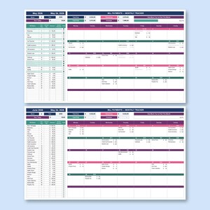 Monthly Bills Organizer Spreadsheet, Bill Pay Calendar, Household Payment Log, Expense Due Date Tracker Excel Google Sheets Template