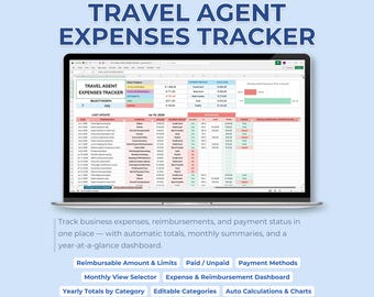 Business Expense & Reimbursment Tracker | Reiseagent Tabelle | Excel Google Sheets