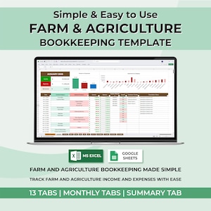 Feuille de calcul de comptabilité agricole et agricole, documents financiers, registre des dépenses et des revenus pour les cultures, le bétail, le ranch, la propriété familiale, feuilles Google Excel
