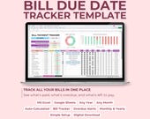 Bills Due Date Tracker Excel & Google Sheets Template, Bill Due Date Reminder Spreadsheet, Annual Payment Tracker, Bill Checklist Organizer