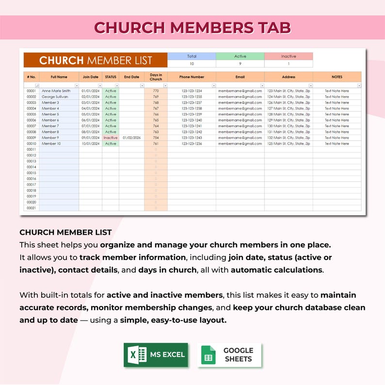 Excel and Google Sheets Church Giving & Donations Management Template ...