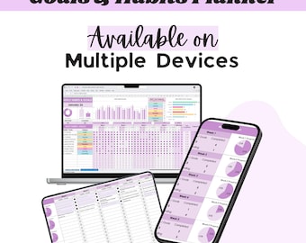 Excel-Arbeitsblatt für die Zielfestlegung, Habit-Planer-Arbeitsblatt, täglicher Routine-Tracker, wöchentliches monatliches Habit-log, Google Sheets Habit Tracker
