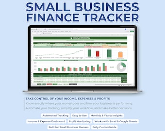 Monthly & Annual Business Finance Tracker Spreadsheet, Profit and Loss Template, Expense Organizer, Revenue Tracker, Excel Accounting Sheet