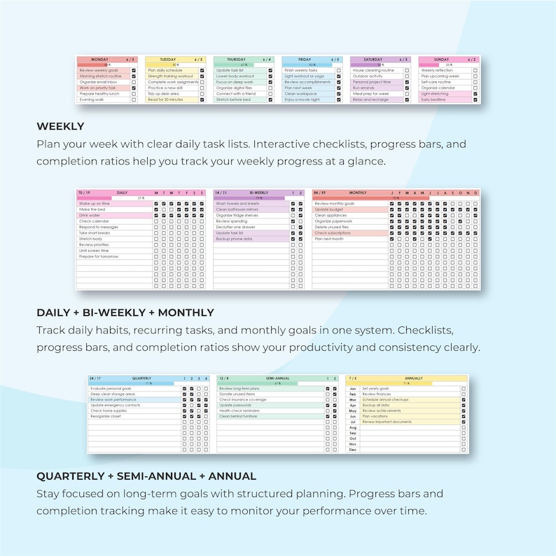 All-in-one Task Tracker Spreadsheet | Daily Weekly & Annual Planner ...
