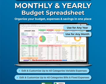 Household Budget Spreadsheet Excel Google Sheets, Home Budget Planner Template, Monthly Expense Tracker, Family Personal Finance Dashboard