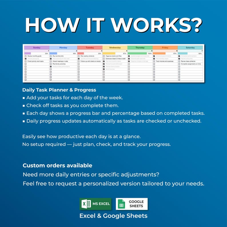 Monthly Organizer Spreadsheet, Productivity Dashboard Template, Time Management Tool, Workflow Planner Sheet, Work Management System, Excel