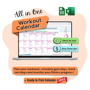 Workout Planner Spreadsheet, Fitness Planner Excel, Weekly Workout Schedule, Exercise Tracker, Monthly Progress Bar, Google Sheets Template