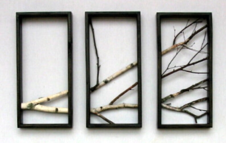 Birch Branch Wall Hanging TriptychOriginal Art Rustic Art Etsy