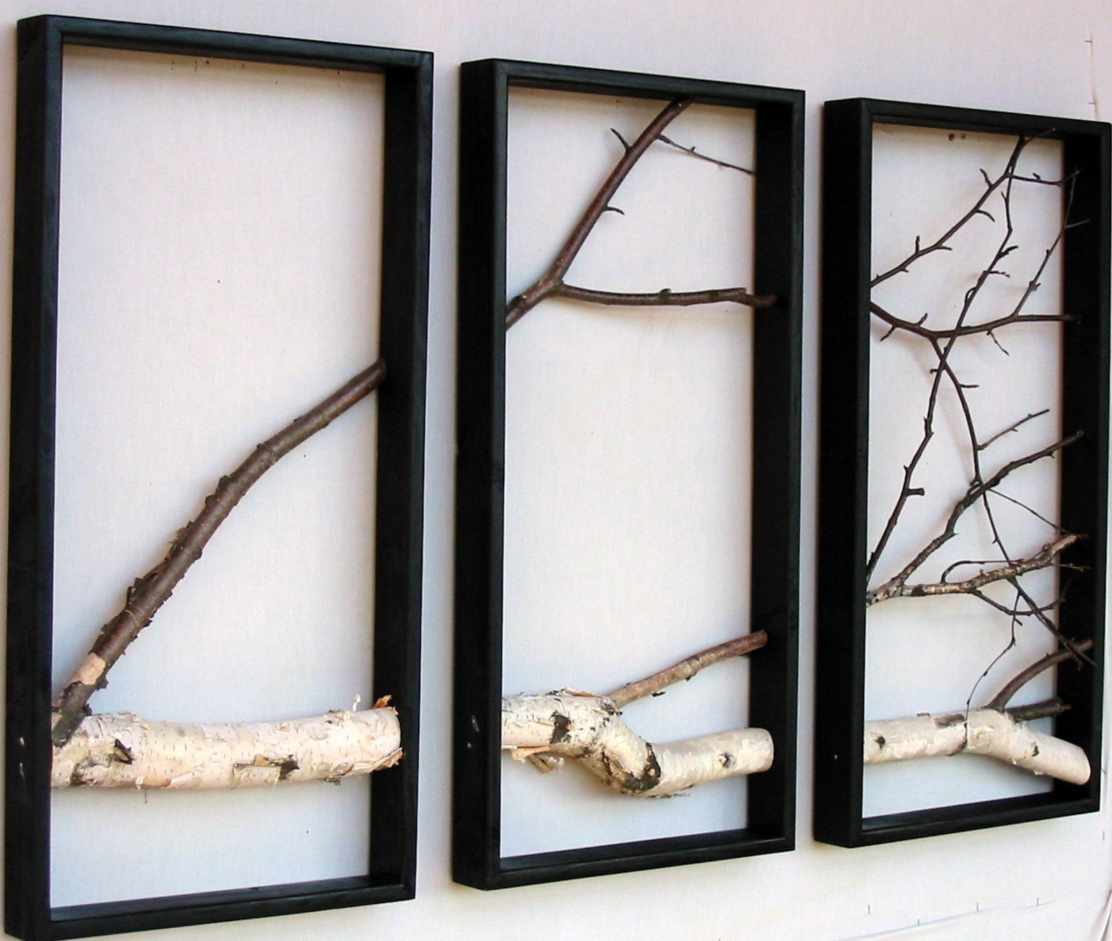 Birch Branch Wall Hanging TriptychOriginal Art Rustic Art Etsy