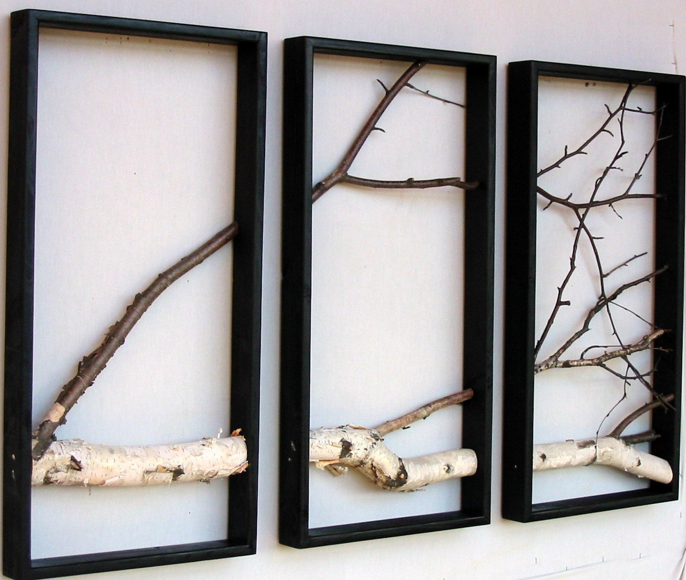 Birch Branch Wall Hanging TriptychOriginal Art Rustic Art Etsy