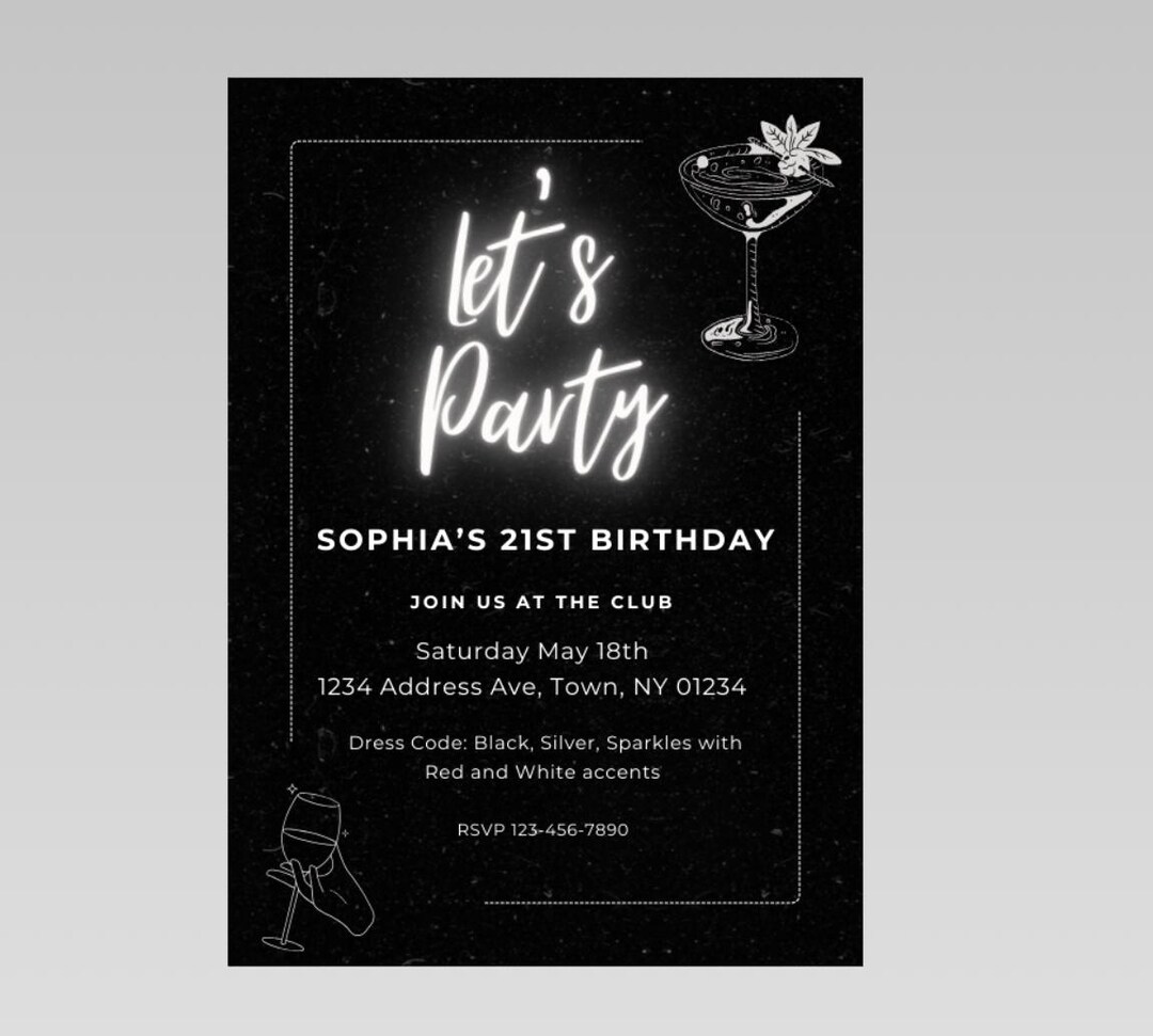 Club Themed Birthday Invitation - Etsy