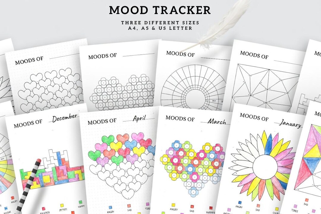 Mood Tracker Bundle Printable | Daily Mental Health Planner, Self Care ...
