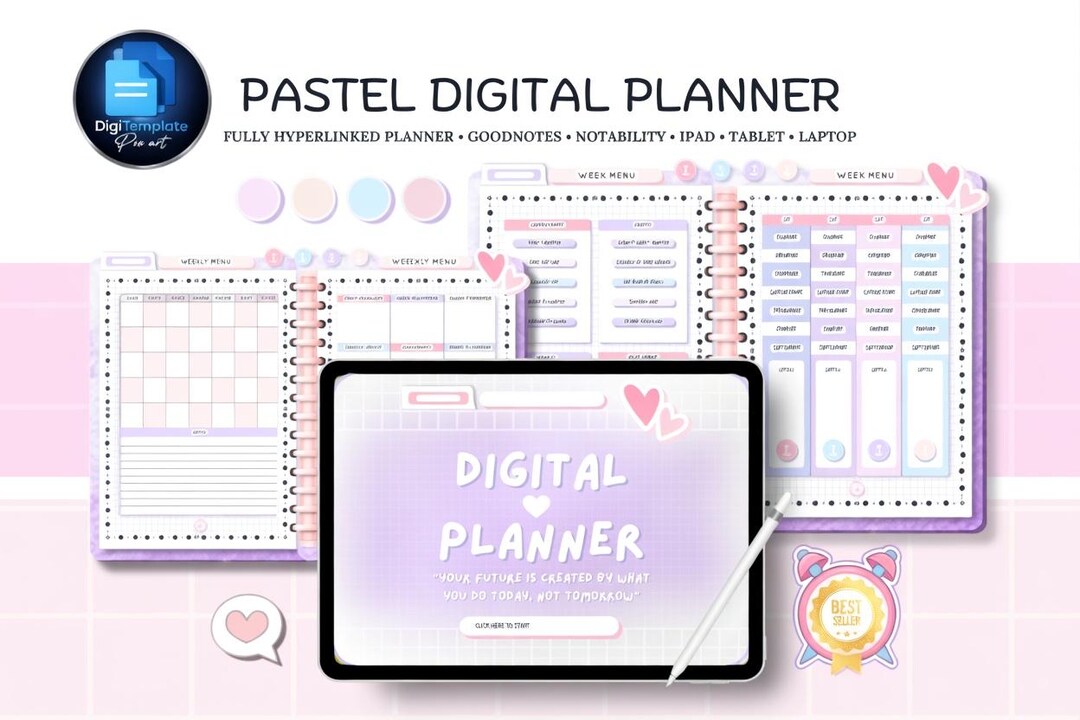 ADHD Digital Planner for Goodnotes, Undated iPad Planner, Hyperlinked ...